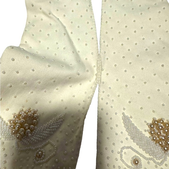 Vintage Beaded White Cotton Long Evening Gloves. Size 6.5 NWT - Picture 4 of 6